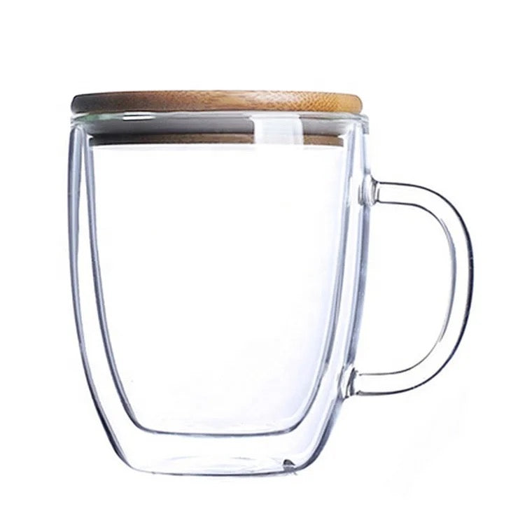 KÜTILAPAM Borosilicate double wall & bamboo lid, 350ml