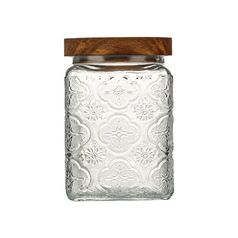 KÜTILAPAM airtight Jar with lid, glass/acacia wood, 750ml