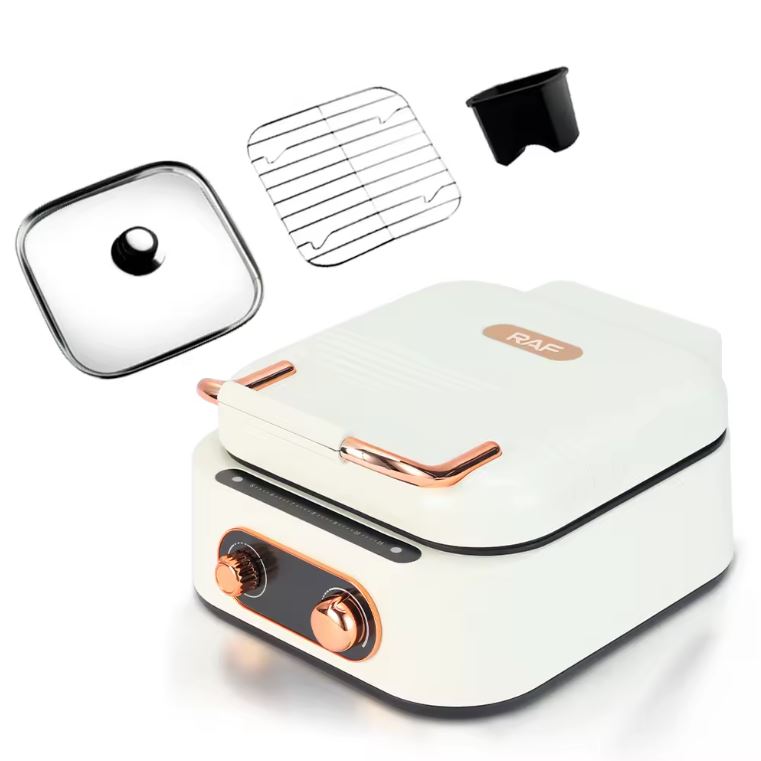 RAF Multi-functional Hot Electric 3-1 Pot Grill/Steak Machine/Frying Pot, 1800W