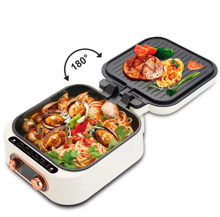 RAF Multi-functional Hot Electric 3-1 Pot Grill/Steak Machine/Frying Pot, 1800W