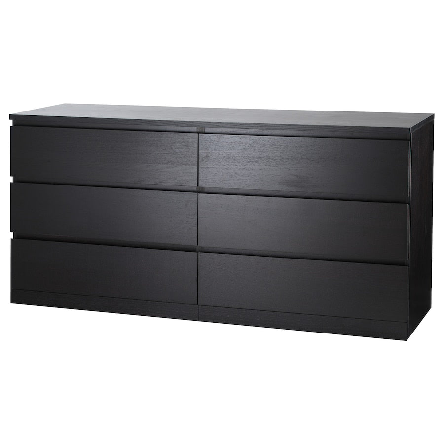 IKEA MALM Chest of 6 drawers, black-brown, 160x78 cm