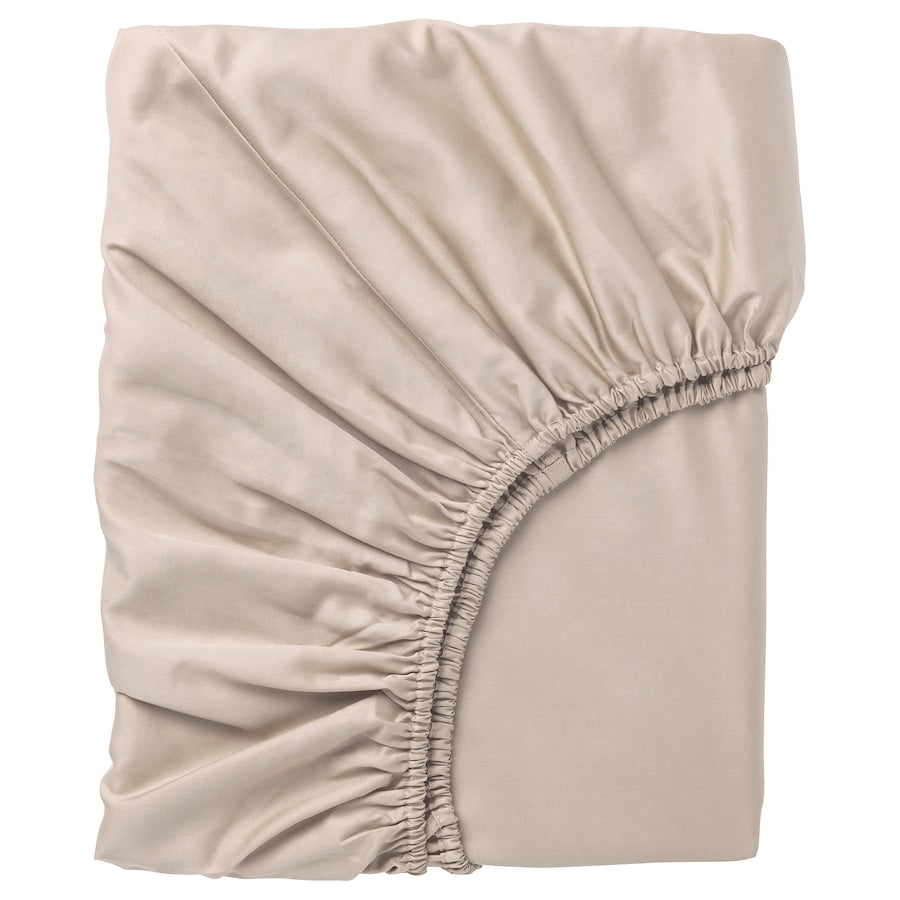IKEA NATTJASMIN Fitted sheet, light beige, 180x200 cm