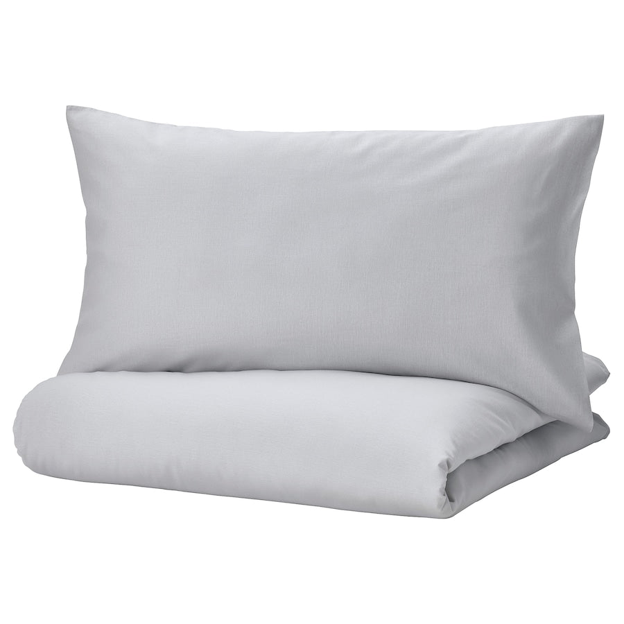IKEA NATTSVÄRMARE Duvet cover and pillowcase, light grey, 150x200/50x80 cm