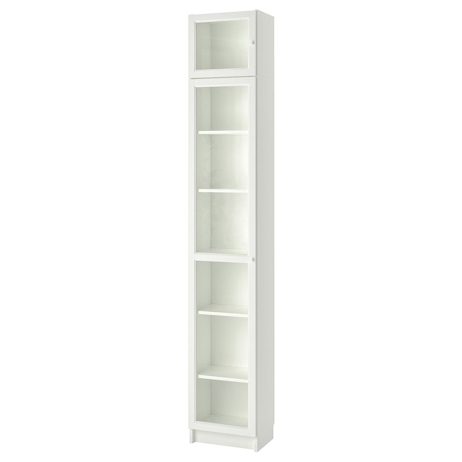 BILLY / OXBERG Bookcase with glass door, white/glass, 40x30x237 cm