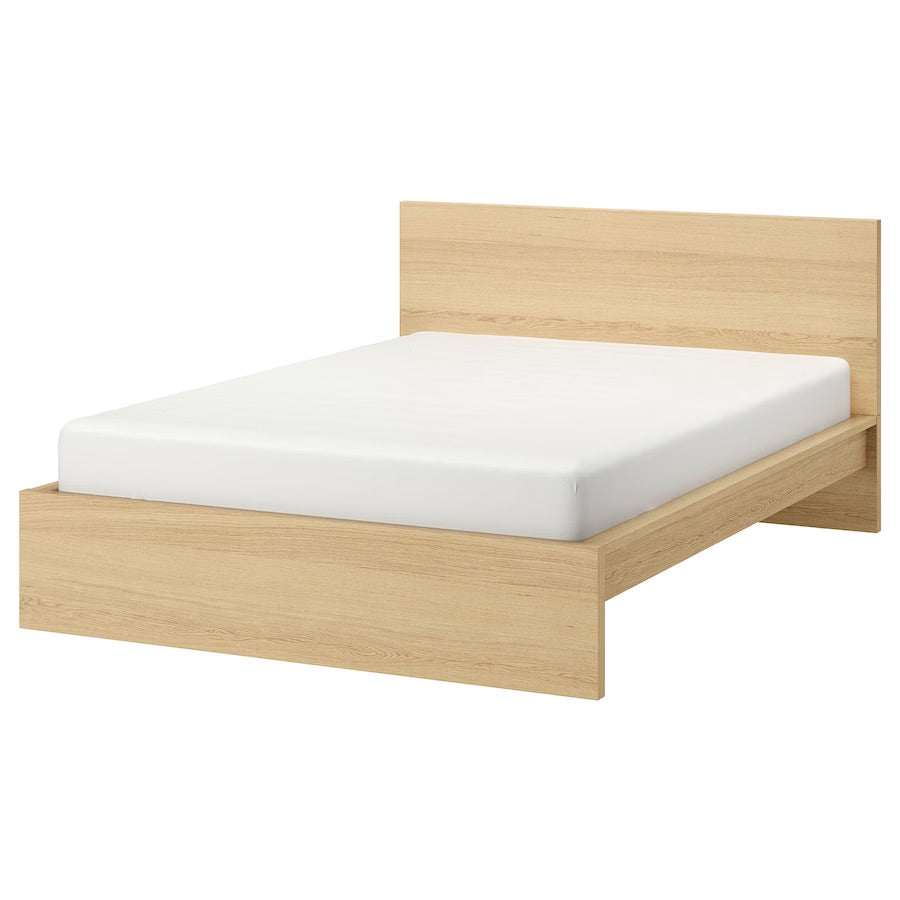 IKEA MALM Bed frame, high, white stained oak veneer/Luröy, 150x200 cm