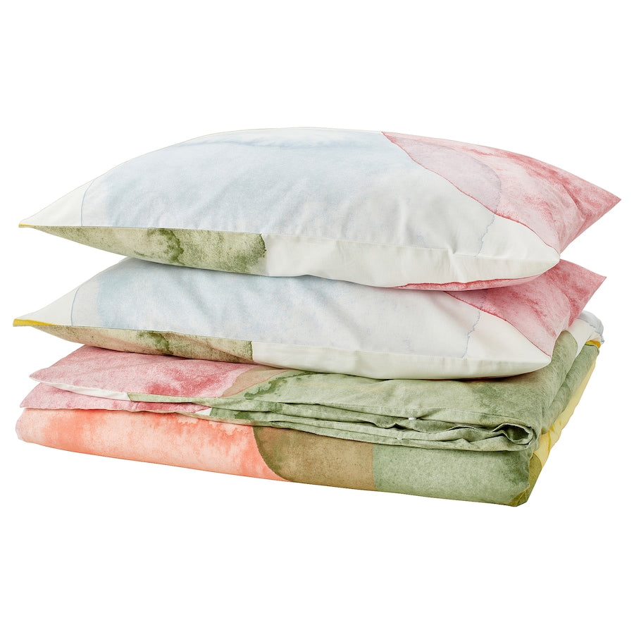 IKEA OLYMPTISTEL Duvet cover and 2 pillowcases, multicolour, 200x200/50x80 cm