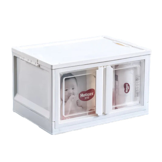 RANGÍN Stackable Storage box with 2 doors, white handle and wheels, 52 x 36 x 30 cm