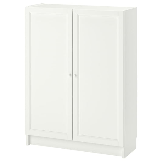 BILLY Bookcase with doors, white, 80x30x106 cm