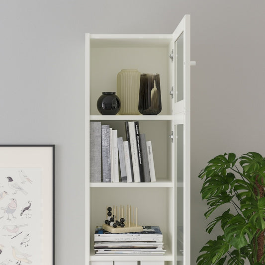 BILLY / OXBERG Bookcase with glass door, white/glass, 40x30x202 cm