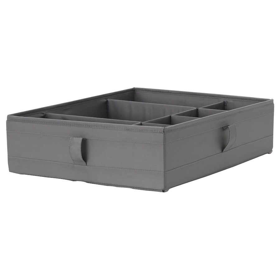IKEA SKUBB Box with compartments, dark grey, 44x34x11 cm