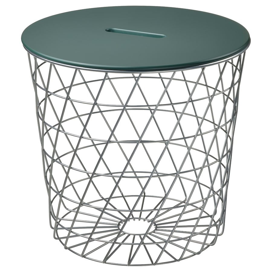 KVISTBRO Storage table, silver-colour/dark grey-green, 44 cm