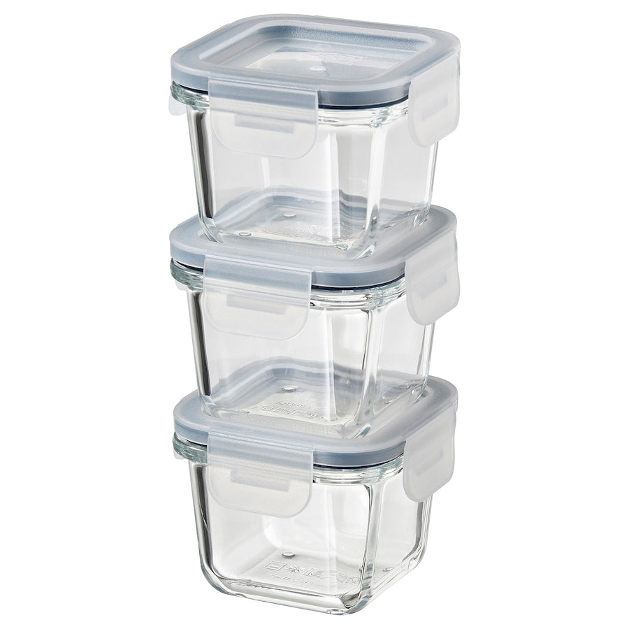 IKEA 365+ Food container with lid, square/glass, 180 ml