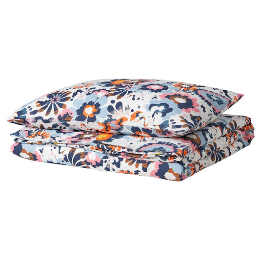 HÖNSGULLÖRT Duvet cover and pillowcase, floral pattern/multicolour, 150x200/50x80 cm