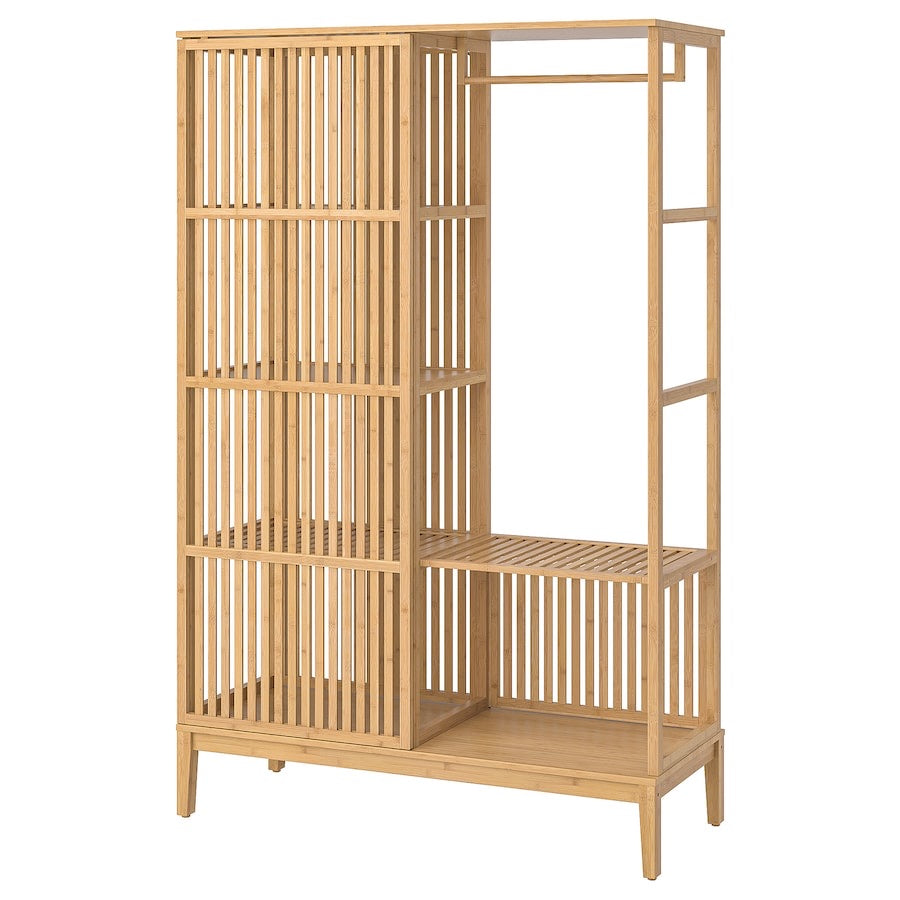 NORDKISA Open wardrobe with sliding door, bamboo120x186 cm