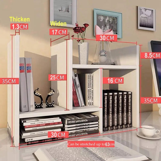 STĒDE Study Desk wood book shelf organiser, 35-63 x 35 x 17 cm