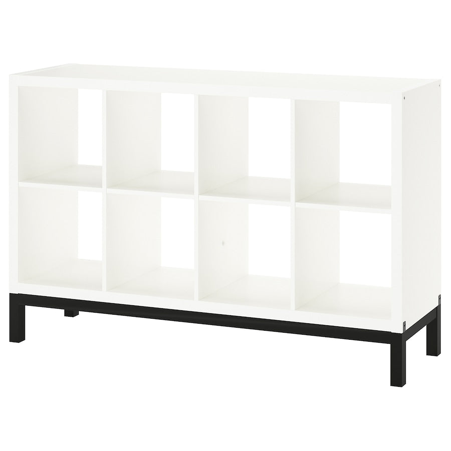 IKEA KALLAX Shelving unit with underframe, white/black, 147x94 cm