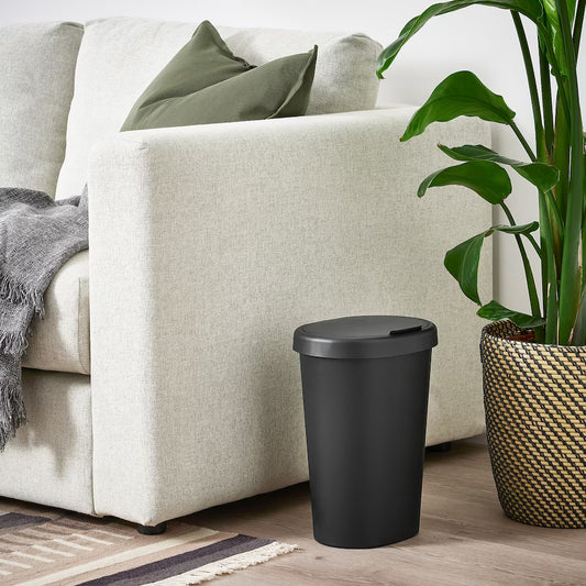 HÖLASS Bin with lid, black, 8 l