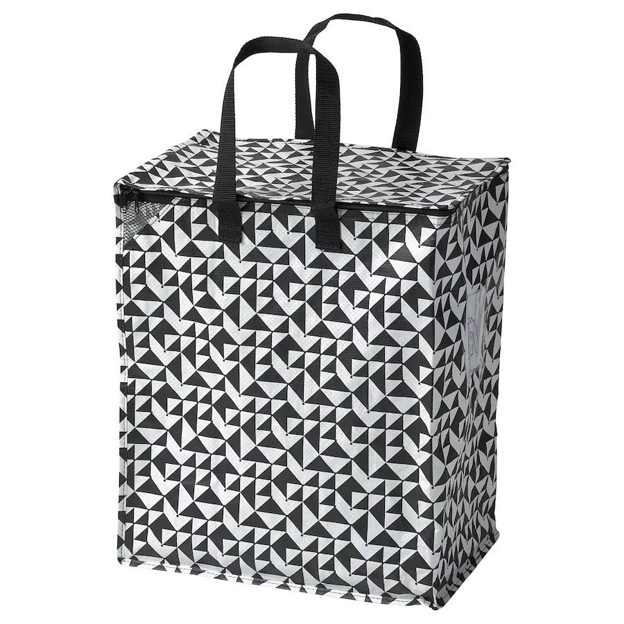 KNALLA Bag, black/white, 40x25x47 cm/47 l