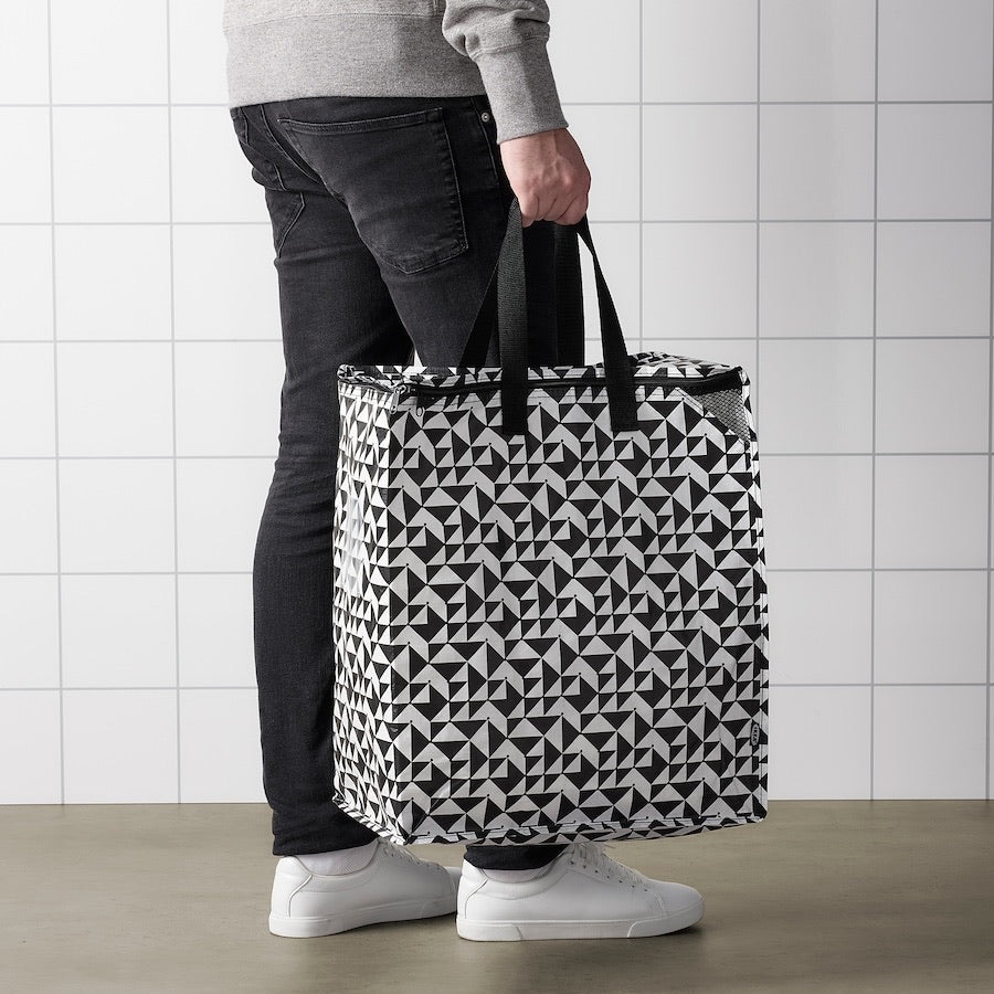 KNALLA Bag, black/white, 40x25x47 cm/47 l