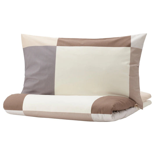 BRUNKRISSLA Duvet cover and 2 pillowcases, brown240x220/50x80 cm