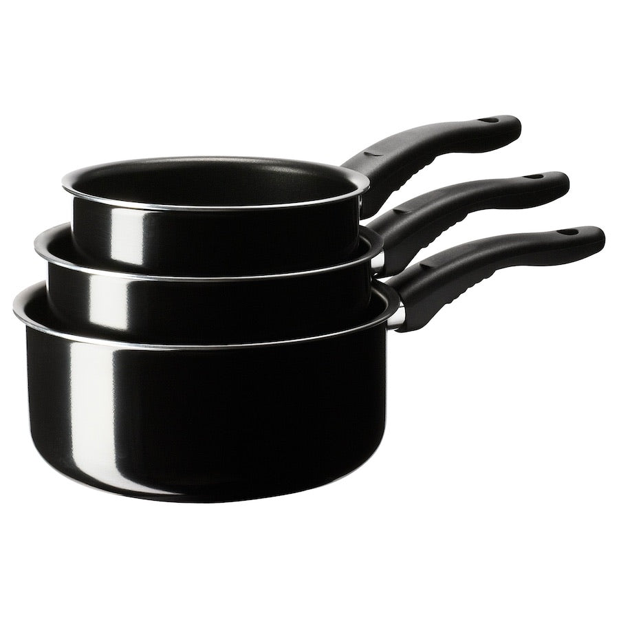 KAVALKAD saucepan, set of 3, black