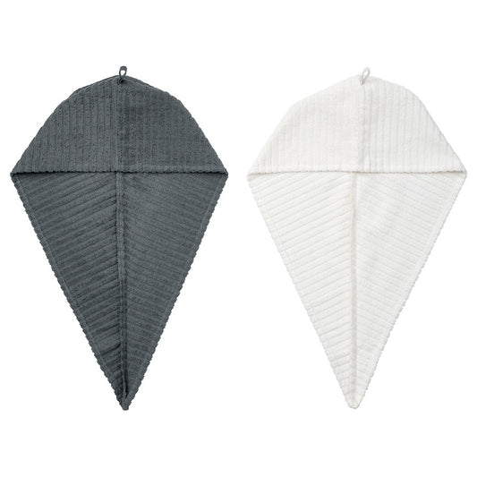 TRÄTTEN Hair towel wrap, dark grey/white