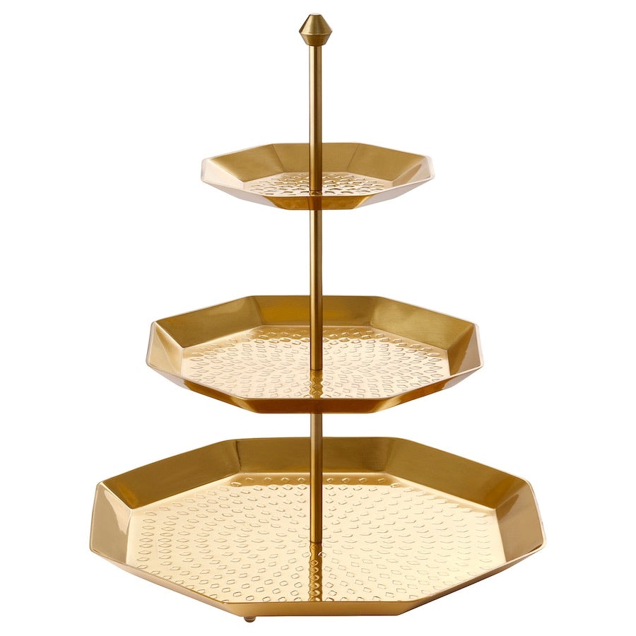 GOKVÄLLÅ Serving stand, gold-colour, 34 cm