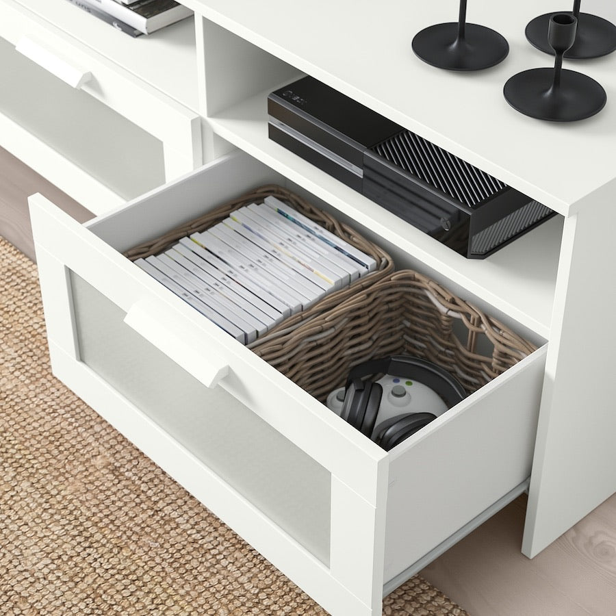 BRIMNES TV bench, white, 120x41x53 cm