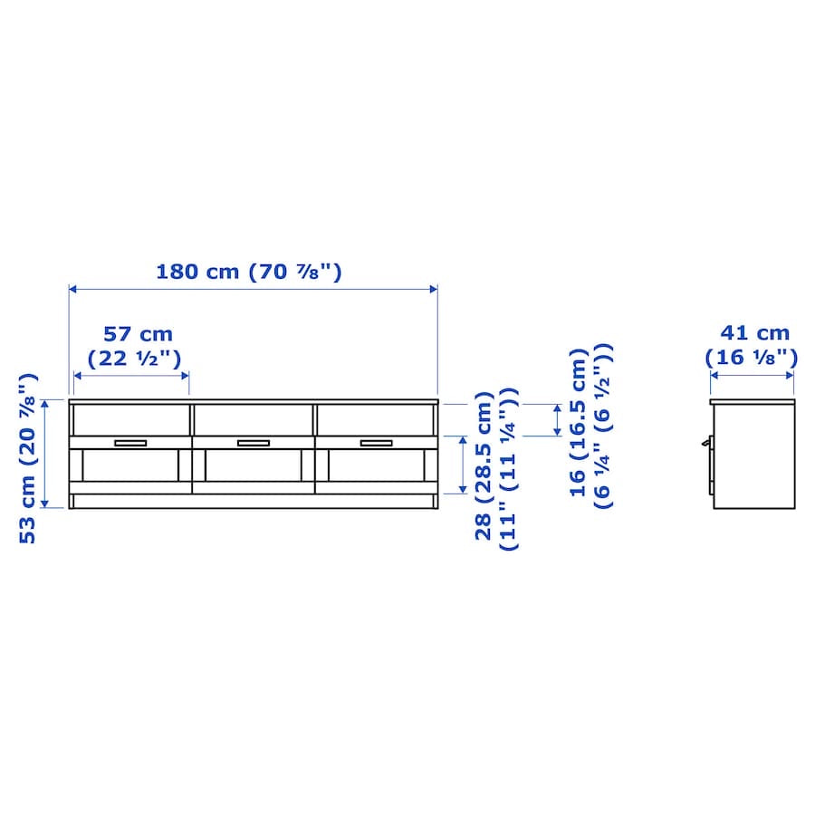 BRIMNES TV bench, white, 180x41x53 cm