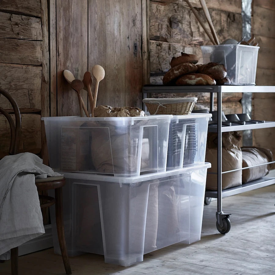 SAMLA Box with lid, transparent57x39x28 cm/45 l