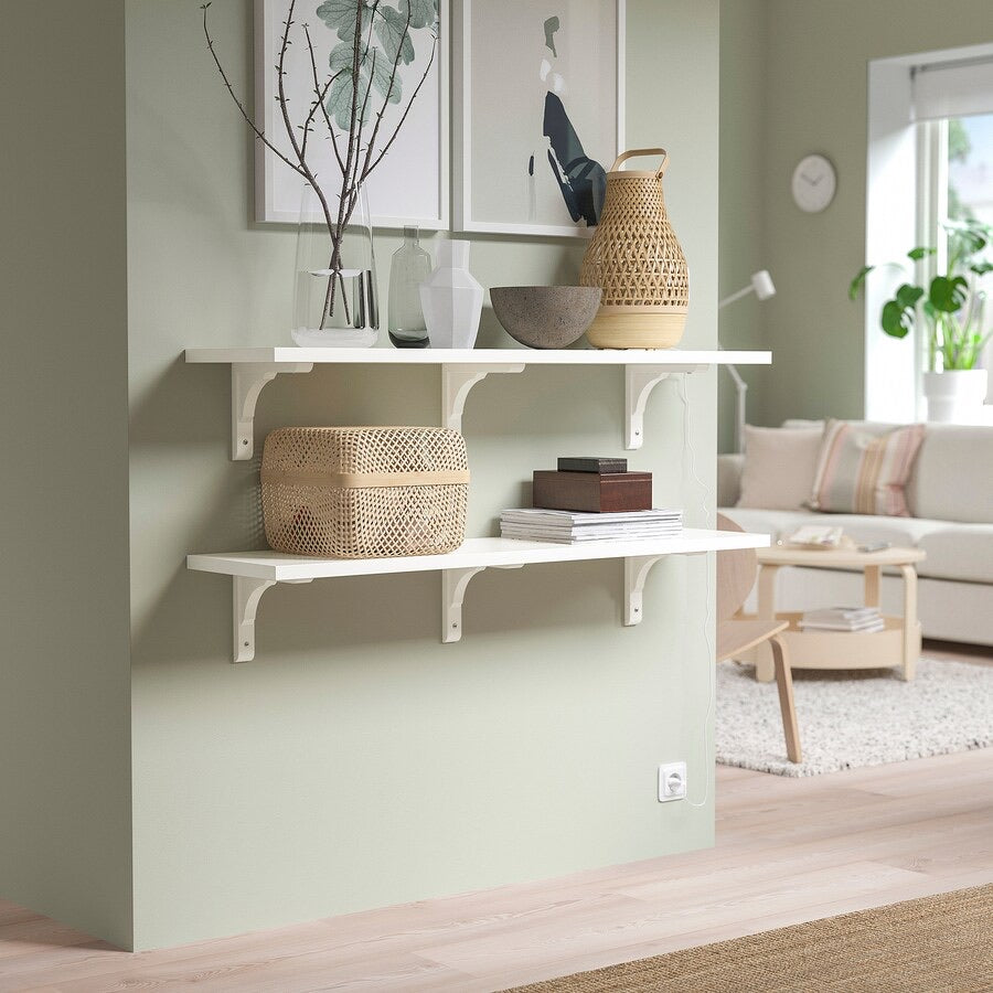 BERGSHULT / SANDSHULT Wall shelf, white/white stained aspen, 120x30 cm