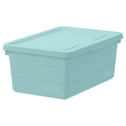 SOCKERBIT Storage box with lid, light blue38x25x15 cm