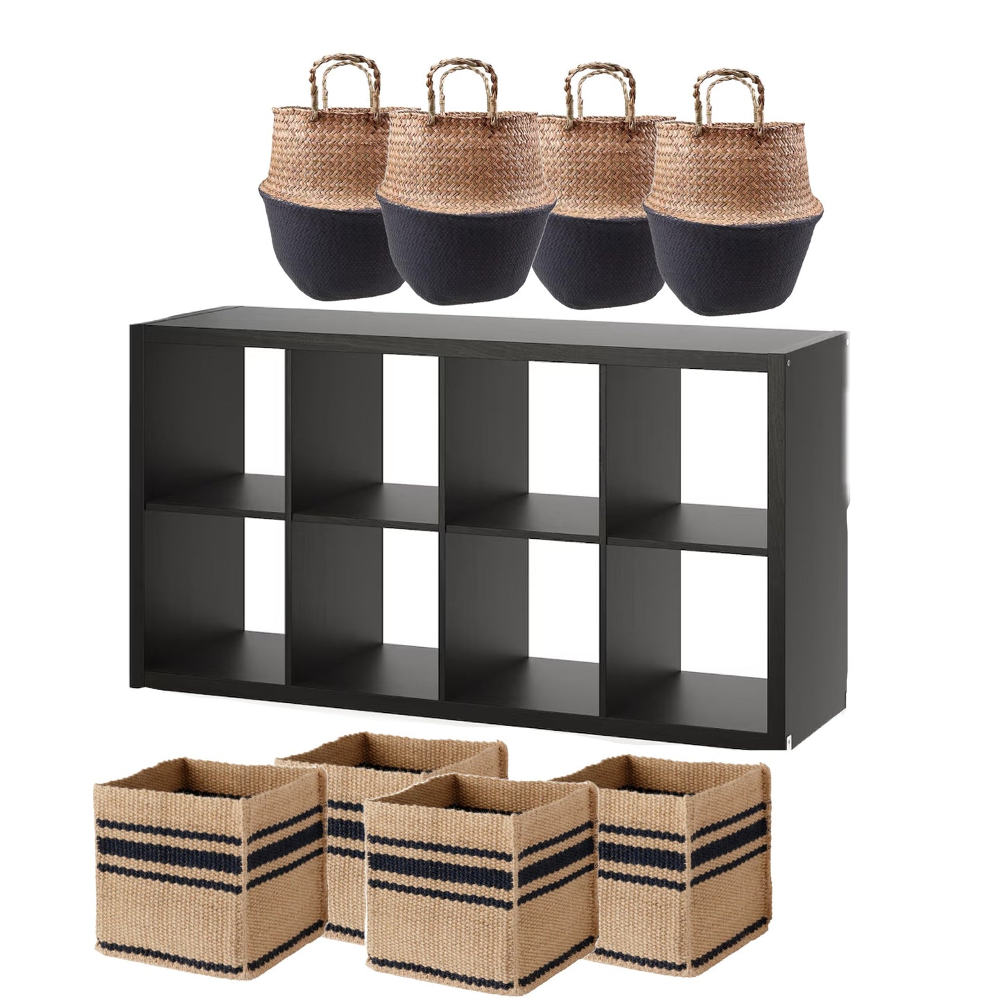 IKEA KALLAX Shelving unit & 8 pcs basket, 77x147 cm