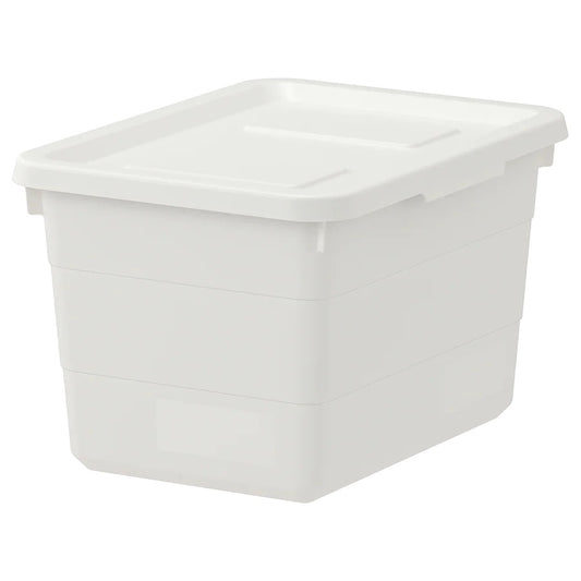 SOCKERBIT Box with lid, white 19x26x15 cm