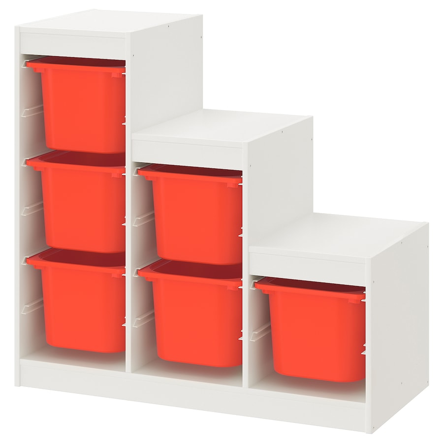IKEA TROFAST Storage combination, white/orange, 99x44x95 cm