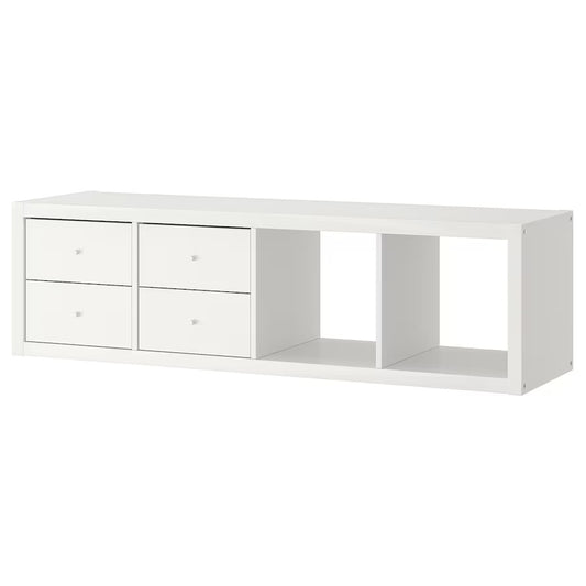 KALLAX Shelving unit with 2 inserts, white, 42x147 cm