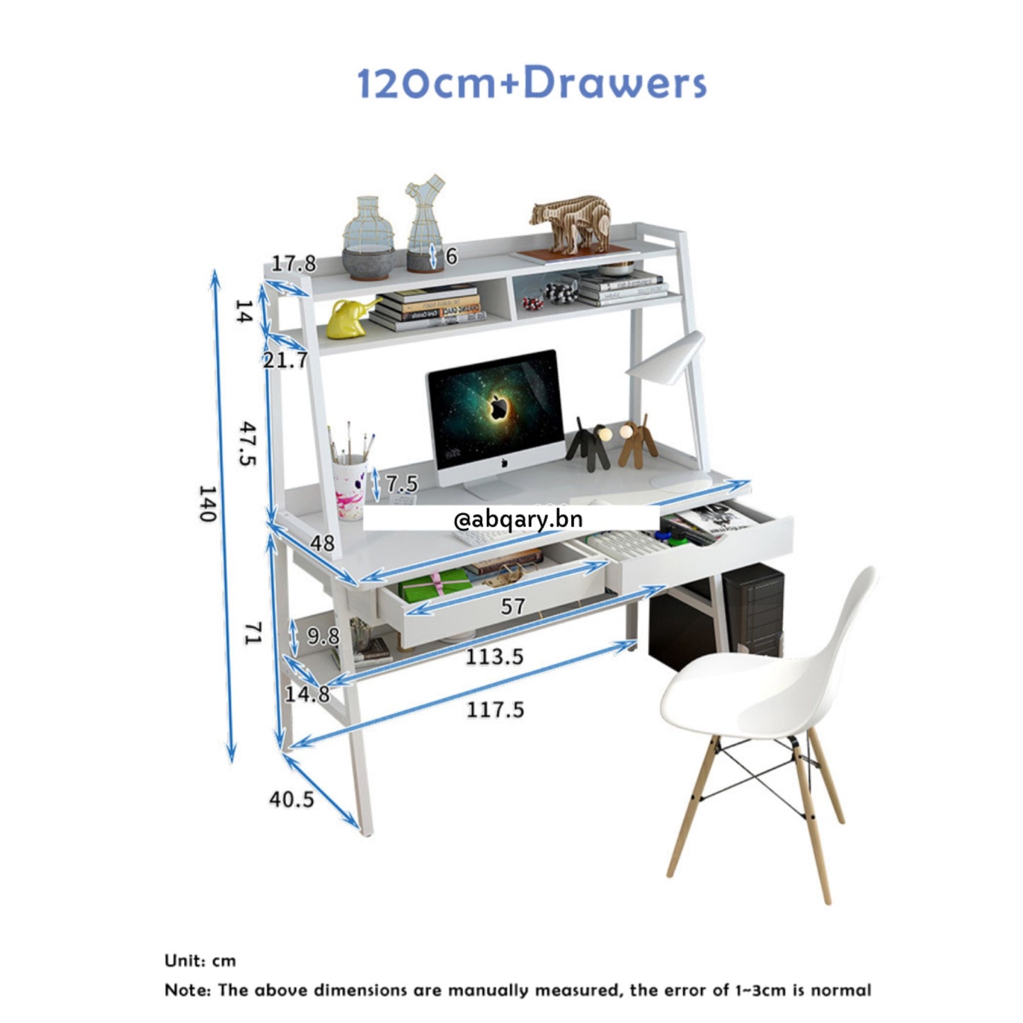 STĒDE Computer Study Desk with 2 drawers, 120 cm