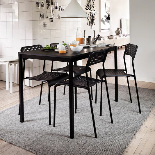 TIPHEDE Rug, flatwoven, black/natural155x220 cm