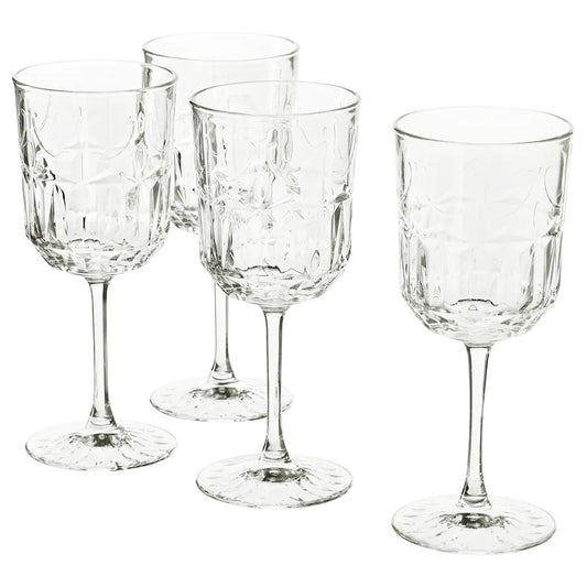 SÄLLSKAPLIG Wine glass, clear glass/patterned27 cl
