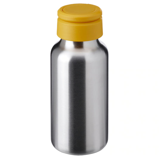 ENKELSPÅRIG Water bottle, stainless steel/yellow, 0.3 l
