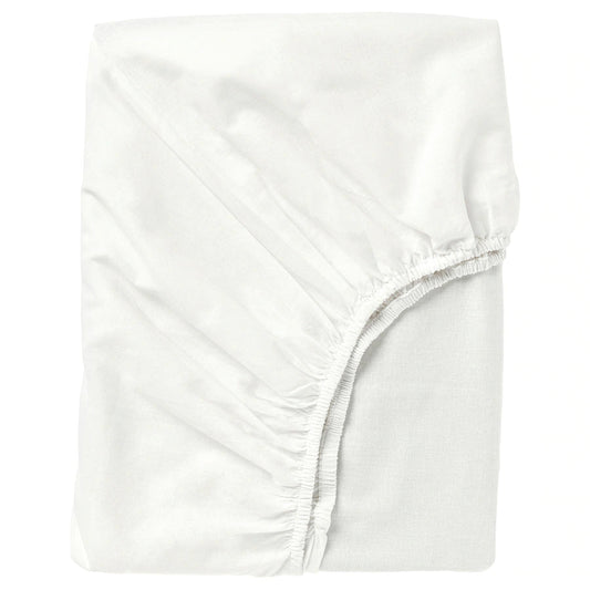 FÄRGMÅRA Fitted sheet, white150x200 cm