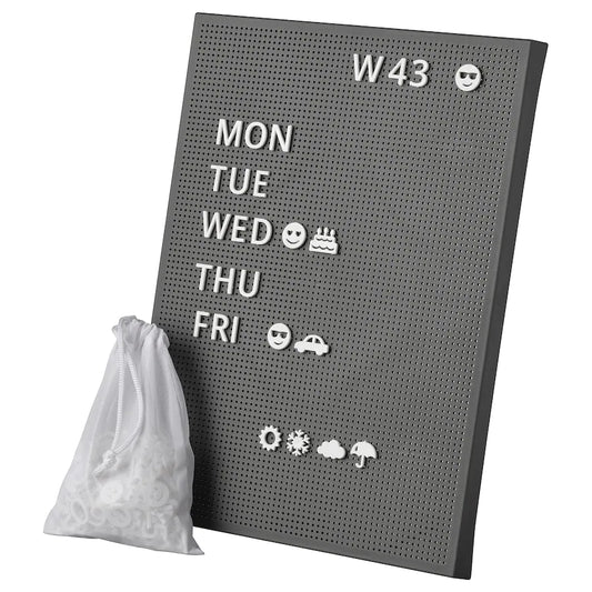 SVENSÅS Pegboard with letters, dark grey, 30x40 cm