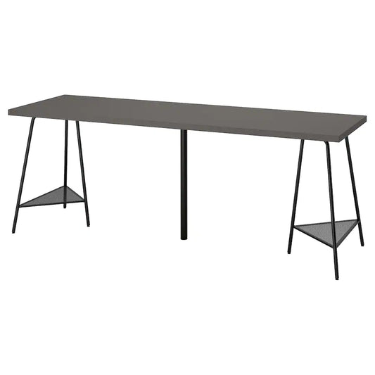 LAGKAPTEN / TILLSLAG Desk, dark grey/black, 200x60 cm