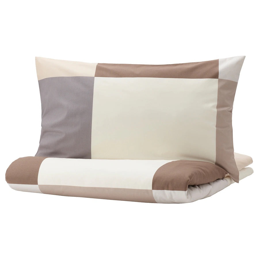 BRUNKRISSLA Duvet cover and 2 pillowcases, brown150x200/50x80 cm