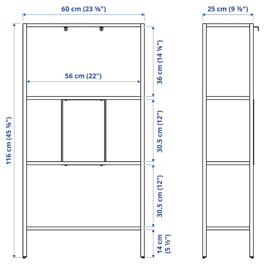 IKEA BAGGEBO Shelving unit, metal/white, 60x25x116 cm