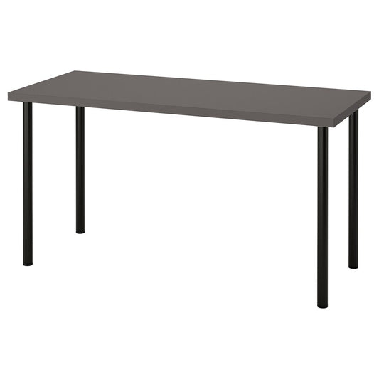 LAGKAPTEN / ADILS Desk, dark grey/black, 140x60 cm