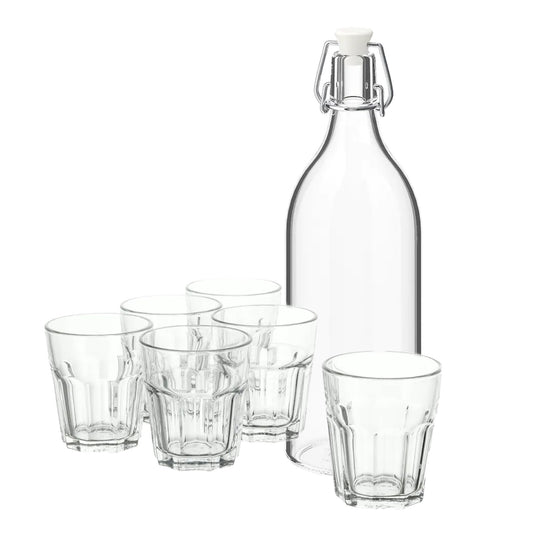 KORKEN/POKAL Bottle with stopper, clear glass1 l/6 Glass, clear glass27 cl