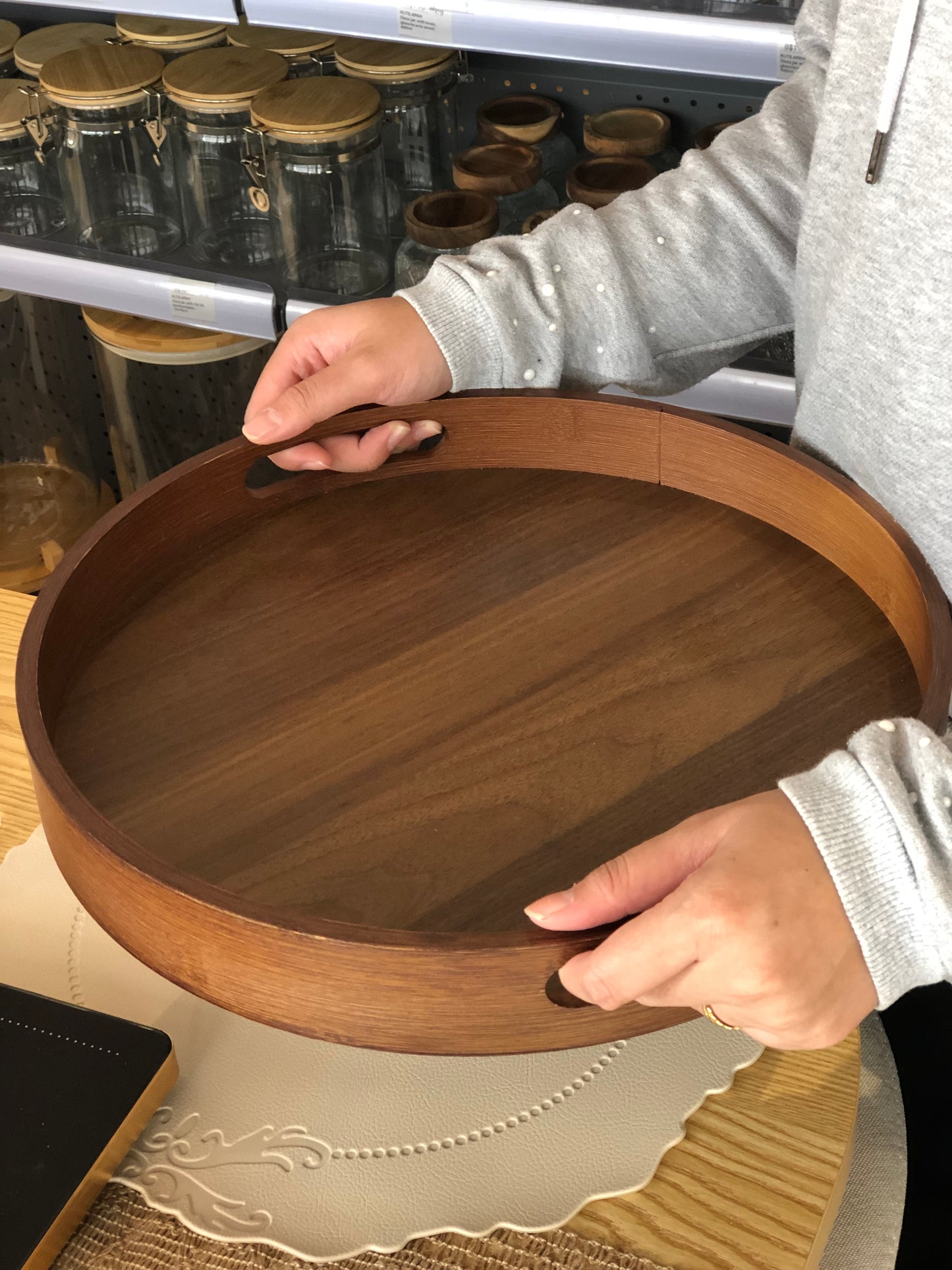 KÜTILAPAM Wooden tray, acacia, 39.5cm