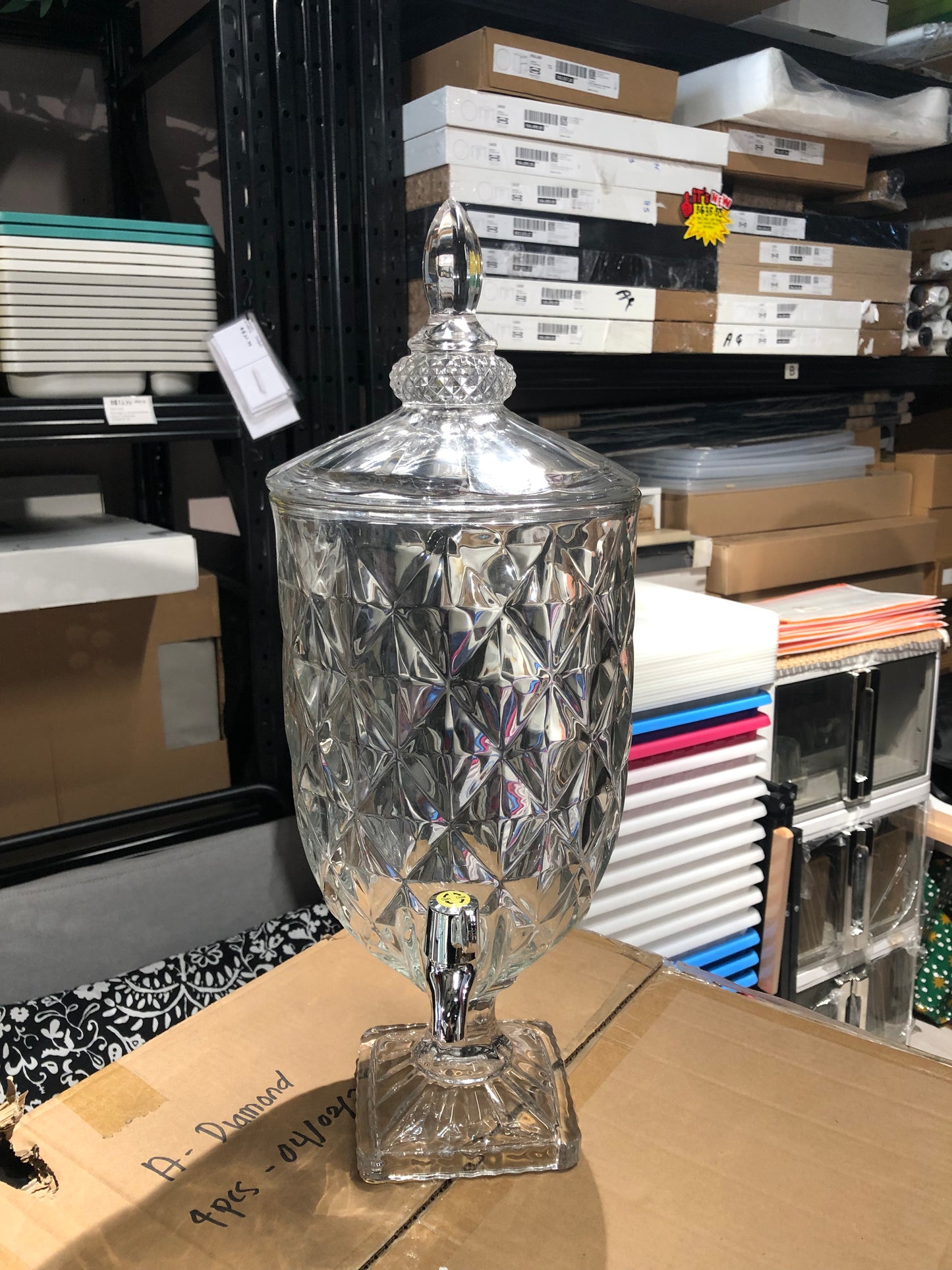BAHULU Geometric diamond shaped punch dispenser, glass,5L