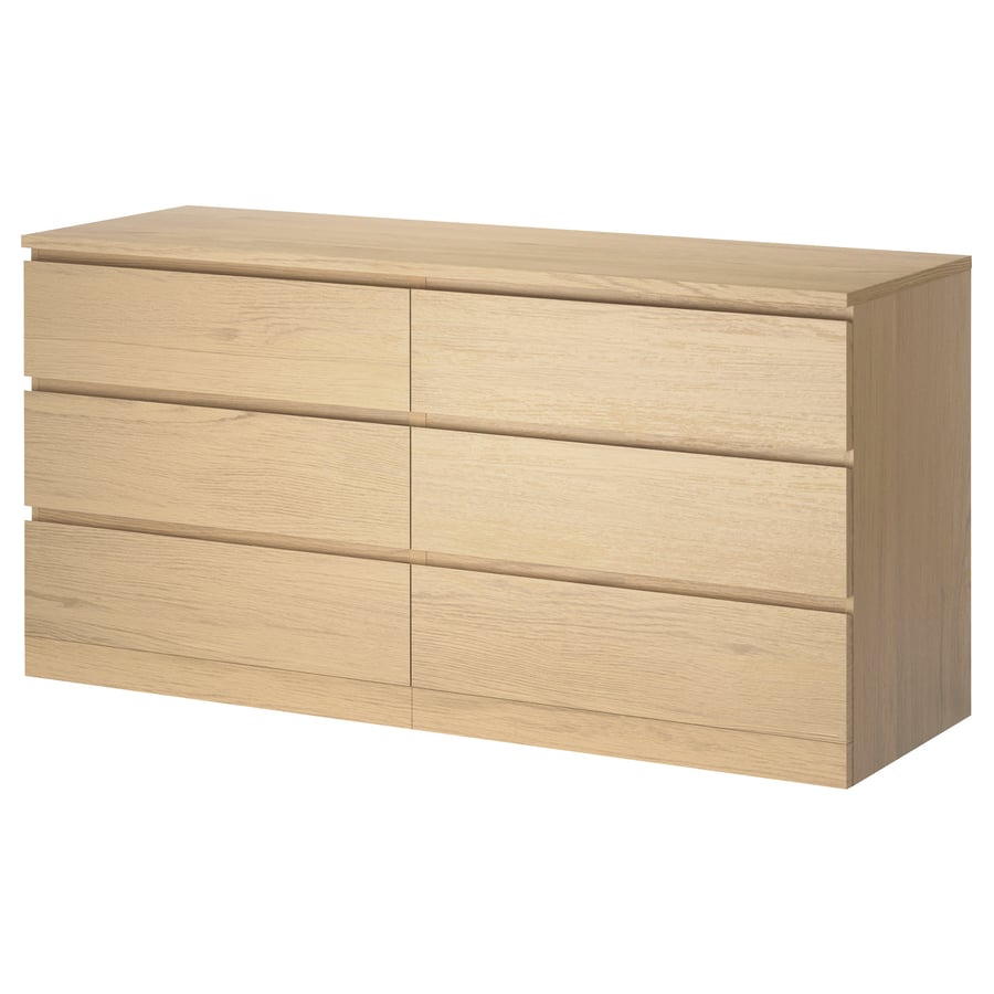 [PRE-ORDER] MALM Chest of 6 drawers, white stained oak veneer, 160x78 cm